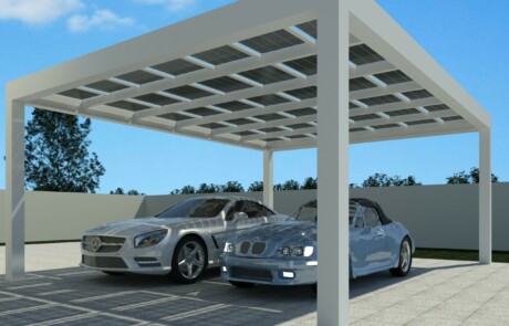 solar car port with two cars