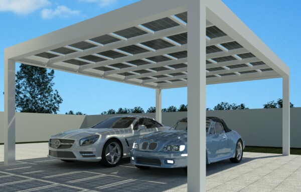 solar car port with two cars
